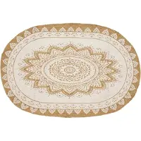 vidaXL Bereichsteppiche Floral Natur mit weißem Druck 152 x 245 cm