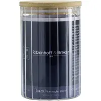 Ritzenhoff & Breker Vorratsglas LINEA, rund, 0,9 Liter aus Borosilikat, Bambusdeckel mit Silikondichtungsring