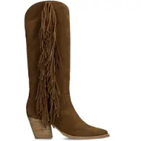 Manfield Braune Veloursleder-Cowboystiefel mit Fransen | Größe 39