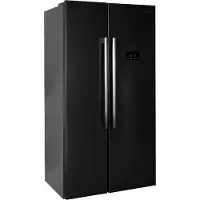 Bauknecht SBS C90 BL, Freistehend, Amerikanische Tür, Schwarz, 2 Tür(en), Pet Inox, An Tür