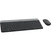 Logitech MK470 Slim Combo – kabelloses Tastatur-Maus-Set, Volle Größe (100%), Kabellos, RF Wireless, AZERTY, Graphit, Maus enthalten