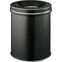 Durable Papierkorb SAFE rund schwarz, Höhe: 357 mm, Ausführung: Flammenlöschkopf, Volumen: 15 Liter