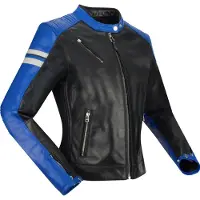 Segura Romeo Damen Motorrad Lederjacke, schwarz/blau/weiß, 46