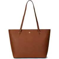 Ralph Lauren für Damen. 431924351002 Mittelgroße Karly Tote-Bag aus braunem Kreuzlederleder (OSFA), Beige, Lässig, Klassisch