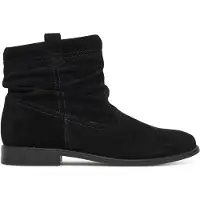 Tamaris Stiefelette , Damen, Gr. 39, Textil, schwarz, Veloursleder, unifarben, Schuhe Stiefelette, Blockabsatz, Boots mit Falten im slouchy Look
