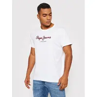 Pepe Jeans Rundhalsshirt "EGGO", Herren, Gr. M (50), weiß, Jersey, Obermaterial: 100% Baumwolle, bedruckt, normal normal, Rundhals, Shirts Rundhalsshirt