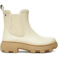 Tommy Hilfiger Damen Stiefel Rubber Flag Cleated Rainboot - Beige - Größe 40