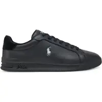Ralph Lauren für Herren. 809965072002 Heritage Court II Sneaker aus Leder schwarz (43), Wohnung, Schnürsenkel, Lässig