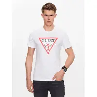 GUESS für Herren. M2YI71I3Z14 Weißes T-Shirt mit dreieckigem Logo (M), Lässig, Baumwolle, Kurzarm