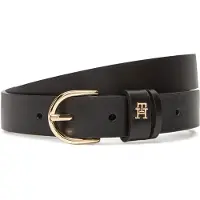 Tommy Hilfiger Ledergürtel "ESSENTIAL EFFORTLESS 2.5 cm breit GOLD" Logoemblem, weiche Haptik, ovale Einfachdornschließe