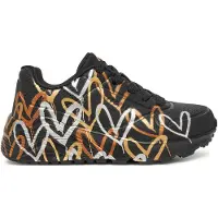 SKECHERS Kinder-Mädchen-Sneaker X JGOLDCROWN UNO LIT Schwarz-Gold-Weiß, Farbe:schwarz, EU Größe:30