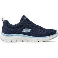 SKECHERS Sneaker "FLEX APPEAL 4.0 BRILLINAT VIEW", Damen, Gr. 40, Textil, blau (navy), Lederimitat, Textil, Schuhe Sneaker, Freizeitschuh, Halbschuh, Schnürschuh mit Air Cooled Memory Foam, Topseller