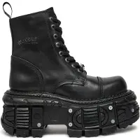 New rock Unisex-Kampfplattformstiefel aus schwarzem Leder – TANK083-C1