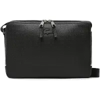 Lacoste Leder Umhängetasche Schultertasche Chantaco Reporter Bag Noir schwarz