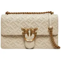 Pinko Umhängetasche Love One Classic DC Shoulderbag Bianco Seta - Antique Gold creme
