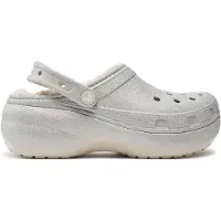 Crocs Pantoletten Classic Platform Glitter Lined Clog W 210413 Silberfarben 42.5