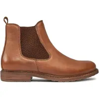 Tamaris Chelseaboots , Damen, Gr. 37, Textil, braun (braun used), Kalbsleder, schimmernd, unifarben, Schuhe Chelseaboots, Businessschuh, Chelsea Boot im klassischen Look, schmale Form, Topseller