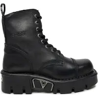 New rock Militär-Bikerstiefel aus schwarzem Leder – M-NEWMILI083-S19