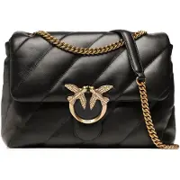 Pinko Schwarze Kalbsleder Bos Taurus Schultertasche