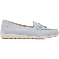 Tamaris Comfort Damen Mokassins aus Leder mit Schleife, Blau (Sky Suede), 38 EU