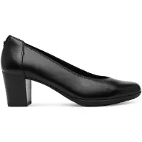 Tamaris Damen Pumps aus Leder weiche Sohle und Absatz in Holzoptik 1-22451-44, Größe:40 EU, Farbe:Schwarz