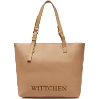 WITTCHEN Damen-Einkaufstasche mit geprägtem Logo, beige, Kunstleder