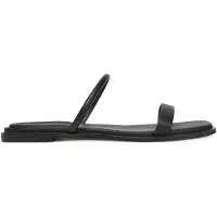 Calvin Klein Pantoletten Flat Sandal Squared 2-Bar Lth HW0HW02532 Schwarz