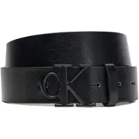 Calvin Klein Ledergürtel JEANS "MONOGRAM BUCKLE 35MM", Herren, Gr. 100, schwarz (schwarz, matte schwarz), Rindsleder, unifarben, Gürtel Ledergürtel, Größenverstellbar