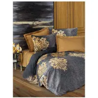 L'essentiel Maison , Jadira - Beige, Satin-Bettbezug-Set für Einzelbetten (DE), Anthrazit, 100 % Baumwollsatin, 135 x 135 cm