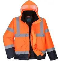 Portwest Warnschutz Pilotenjacke S266" 300D Industrie Warnschutzkleidung - Orange/Marine M"
