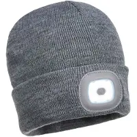 Portwest Wintermütze Beanie mit LED, B029, grau, Strickmütze, Unisex, Universalgröße