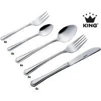 King 30tlg. Besteckset Düsseldorf / Edelstahl 18/0 / Messerstahl / 6x Menülöffel, 6x Menügabel, 6x Menümesser, 6x Kaffeelöffel, 6x Kuchengabel