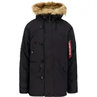 Alpha industries Jacke mit Fellkapuze und Reißverschluss-Details Größe: L