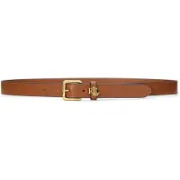 Lauren Accesorios für Damen. 412968763002 Schmaler Ledergürtel mit braunem Logo (S), Lässig