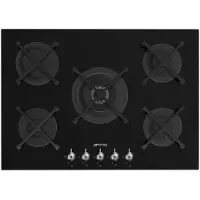 Smeg Pv375n 75 Cm Gasherd 5 Brennern Schwarz Schwarz One Size