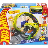 Hot Wheels City Schlangen-Spiralattacke Spielset mit Die-Cast-Spielzeugauto im Maßstab 1:64 und schnellem Track-Stecksystem, Fahrzeug- & Schienen-Set, 4 Jahr(e), Kunststoff, Mehrfarbig