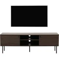 Mendler TV-Rack HWC-N78, Lowboard TV-Schrank, skandinavischer Stil Metall Holz Melamin MVG 50x150x40cm dunkelbraun