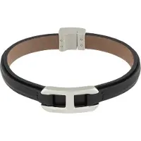 BOSS Mehrlagiges Lederarmband mit silberfarbenem Marken-Glied Grösse M