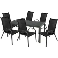 Mojawo Gartengarnitur 7-teilig 180x90cm Aluminium Non-Wood Anthrazit/Schwarz