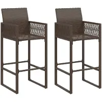 vidaXL Garten-Barhocker 2 Stk. Braun Poly Rattan