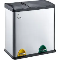 SVITA TC2Combo35 Mülleimer Edelstahl Abfalleimer Mülltrennung (12l + 23l) silber Papierkorb