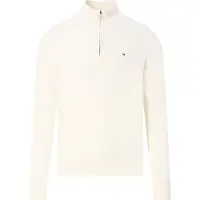 Tommy Hilfiger Herren Pullover & Cardigans Pima Org Ctn Cashmere Zip Mock - Ecru - Größe L