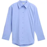 Tom Tailor Hemdbluse "Loose", Damen, Gr. 38, dremy blau, Obermaterial: 50% Baumwolle, 50% Lyocell, unifarben, regular fit Po-bedeckend, Manschette, Blusen Hemdbluse, mit Manschetten