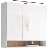 Die Möbelfundgrube Spiegelschrank mit Beleuchtung weiß Evoke Eiche 80 cm - DALIA