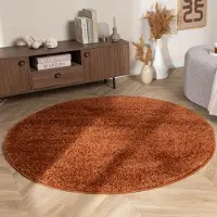 NATURL. Einfarbiger Teppich Rund - Wish Terracotta Ø 140 cm