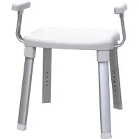 Bischof Dusch- und Badhocker "Splash 2.0", weiß (weiß, silberfarben), B:44cm H:70cm T:46cm, Duschhocker, Dusch- und Badhocker, rutschfester Stand, TÜV/GS geprüft, mit Armlehnen