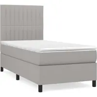 Syfax Boxspringbett mit Matratze Hellgrau 100x200 cm Stoff