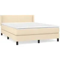 Syfax Boxspringbett mit Matratze Creme 140x200 cm Stoff