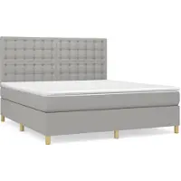 Syfax Boxspringbett mit Matratze Hellgrau 160x200 cm Stoff