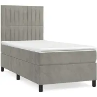 Syfax Boxspringbett mit Matratze Hellgrau 100x200 cm Samt